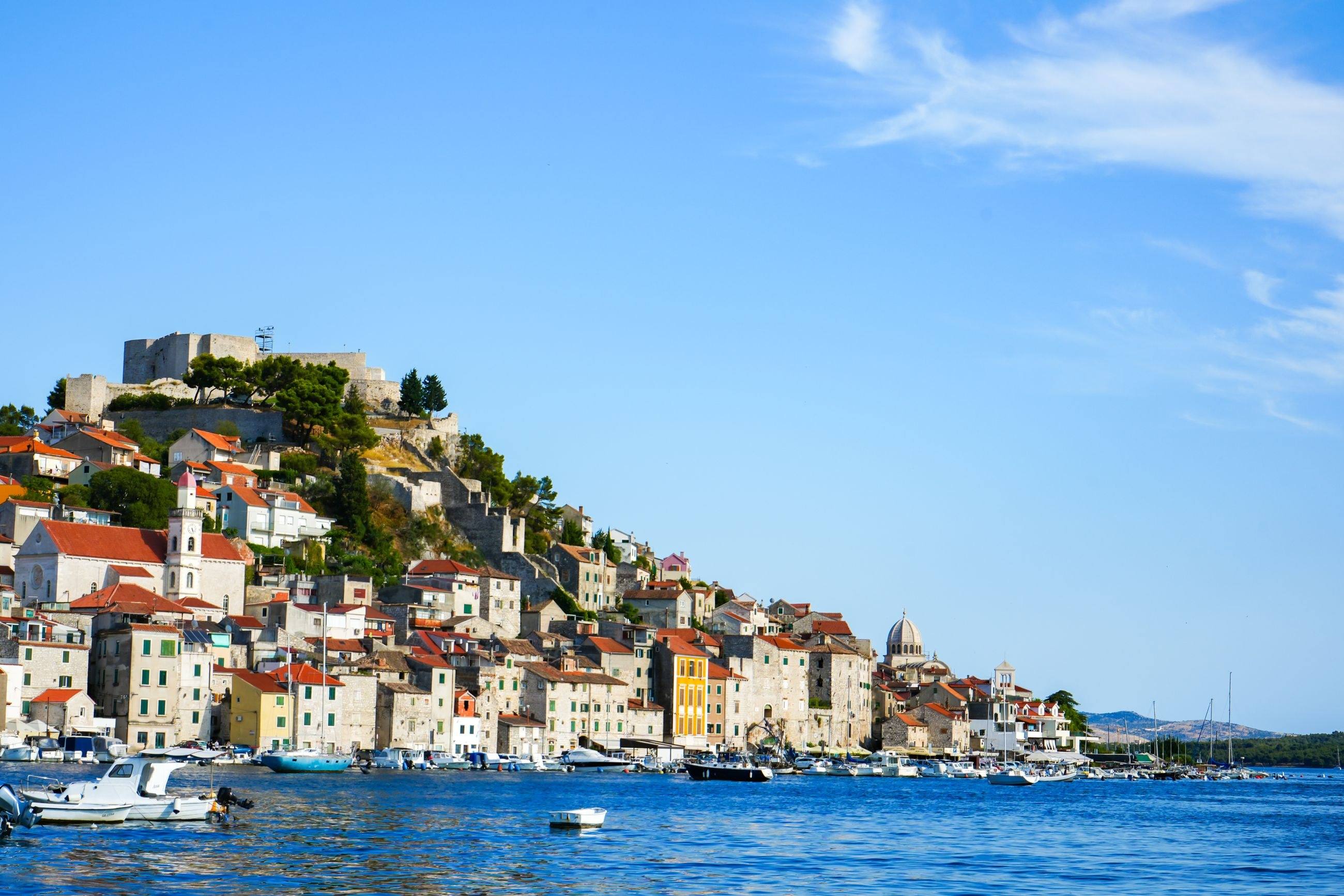 Šibenik’s historic waterfront seen from the water